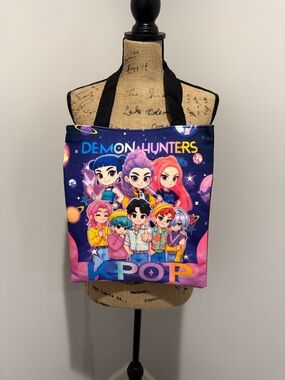 NWT Demon Hunters KPOP Cartoon Tote Bag - Colorful Galaxy Print